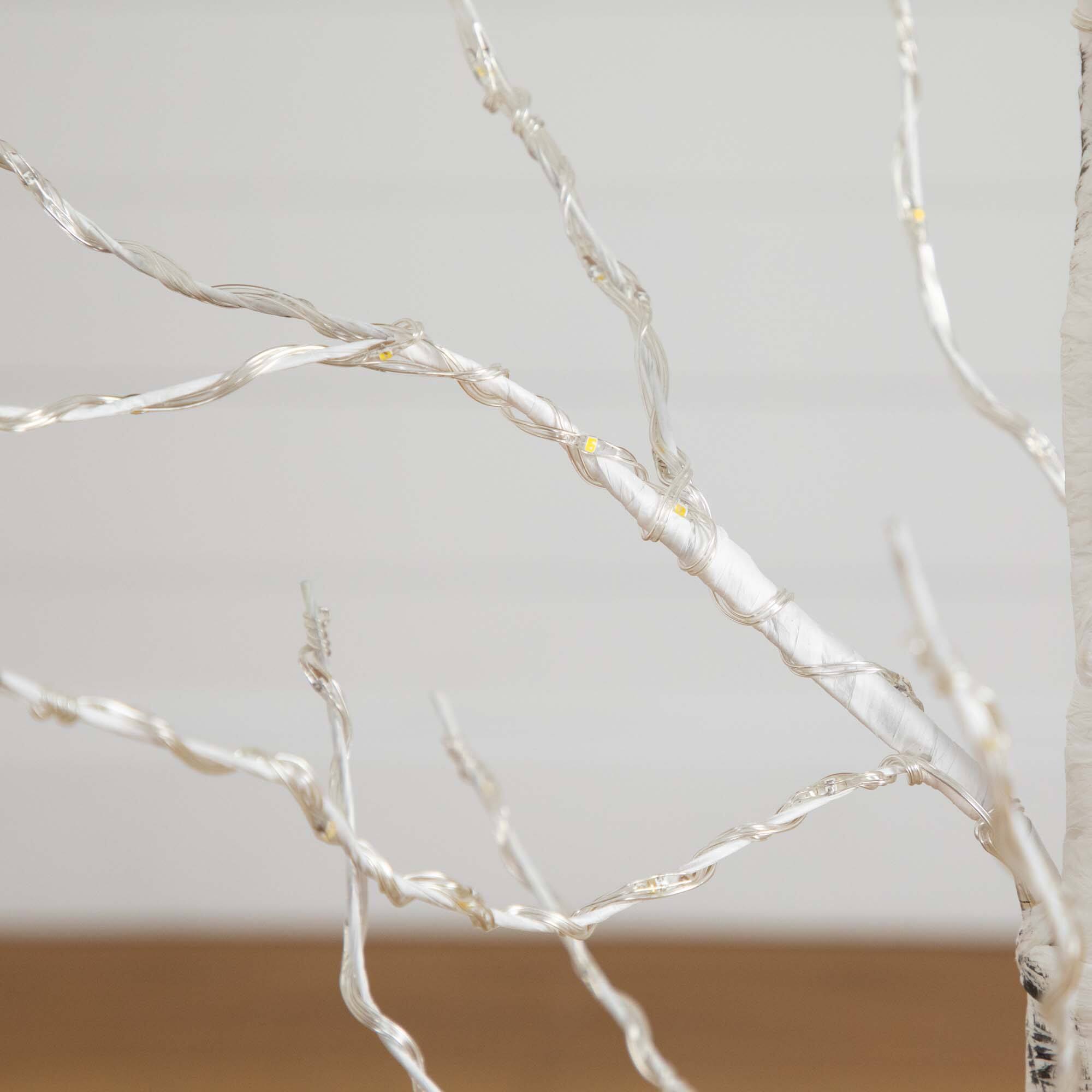 4ft. Pre-Lit White Birch Artificial Christmas Tree, Warm White LED Lights